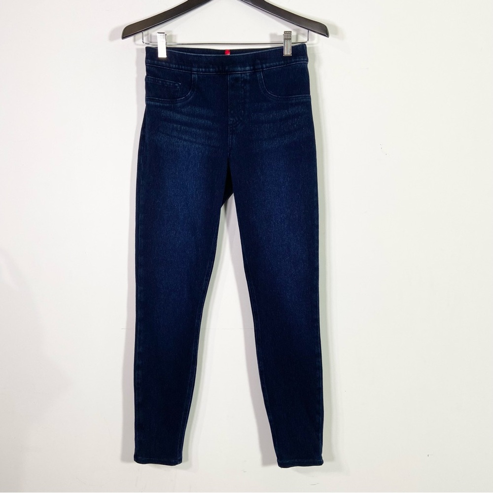 Spanx Dark Wash Mid Rise Control Top Stretch Skinny Jeans